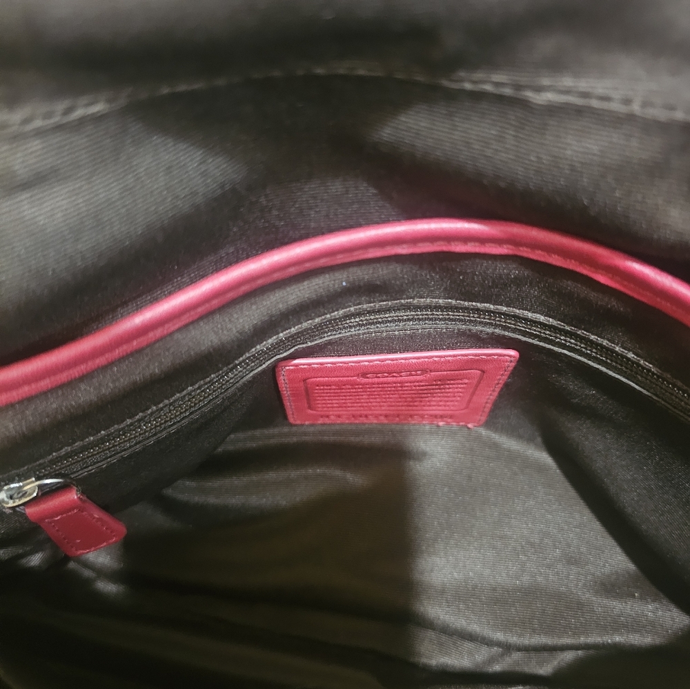 Vintage Coach Soho Pleated Leather Shoulder Bag Purse F15204 ( Red) & Wallet - Picture 7 of 8